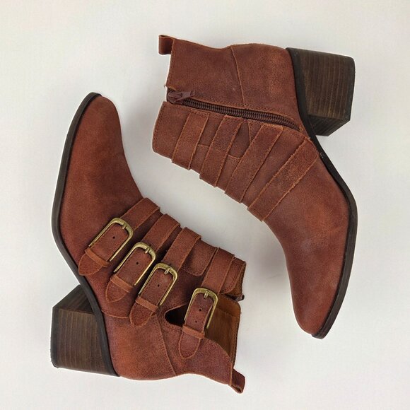 Lucky Brand Loreniah Rust Oxblood Ankle Boots Size 6.5M - Picture 3 of 13